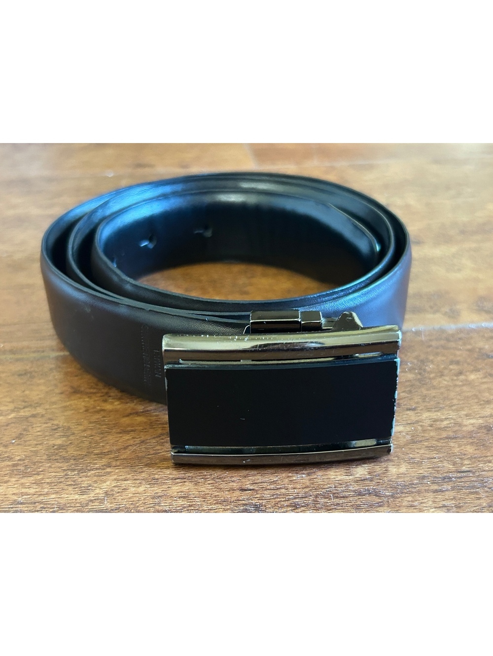 Kenneth Cole Reaction Men's Black Synthetic Leather Belt with Metal Buckle Size